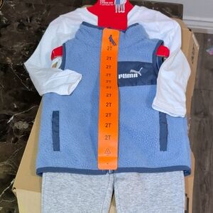 🆕Puma Light Blue and Gray Toddler Set
